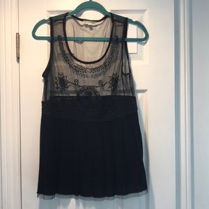 Hem & Thread black mesh tank w jeweled embellishments size approx S-M